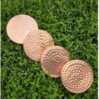 Just Copper Dimple Copper Coaster with Wooden Backing